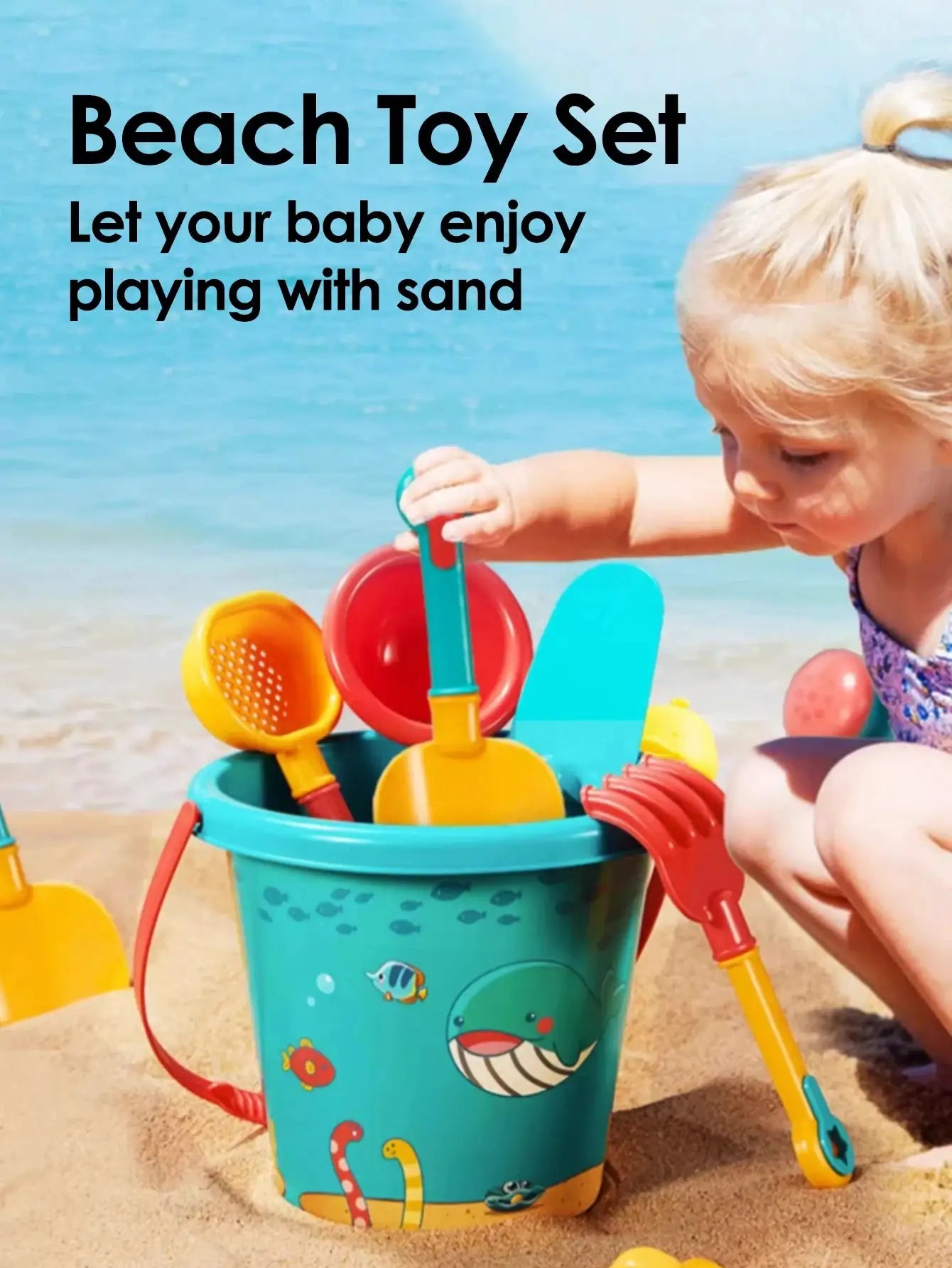18 Piece Summer Beach Toy Set For Kids With Sand Shovels Plastic Bucket Watering Bottle And Beach Water Games