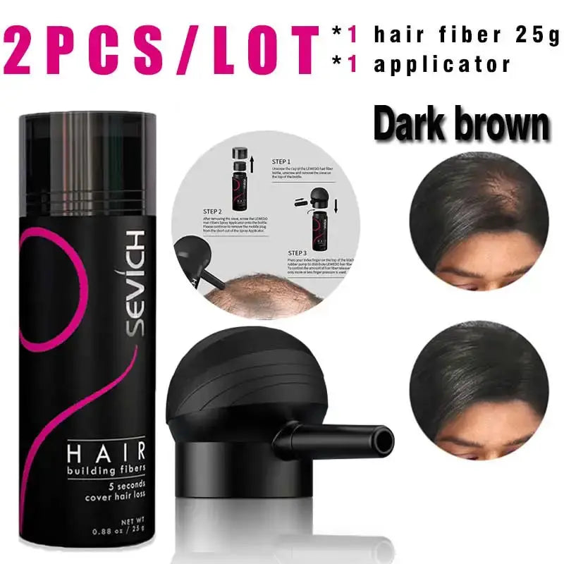SEVICH Hair Building Fiber Set Cover Sparse Hair Or Bald Spots Hair Loss Regrowth Treatment Keratin Hair Fiber Powder Applicator