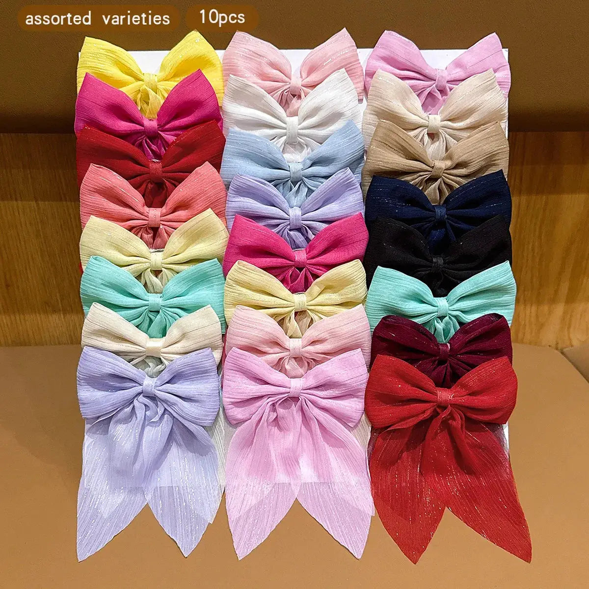 Aurora 10 Colors Bow Hair Clips Durable Polyester Barrettes for Everyday Styling Essentials