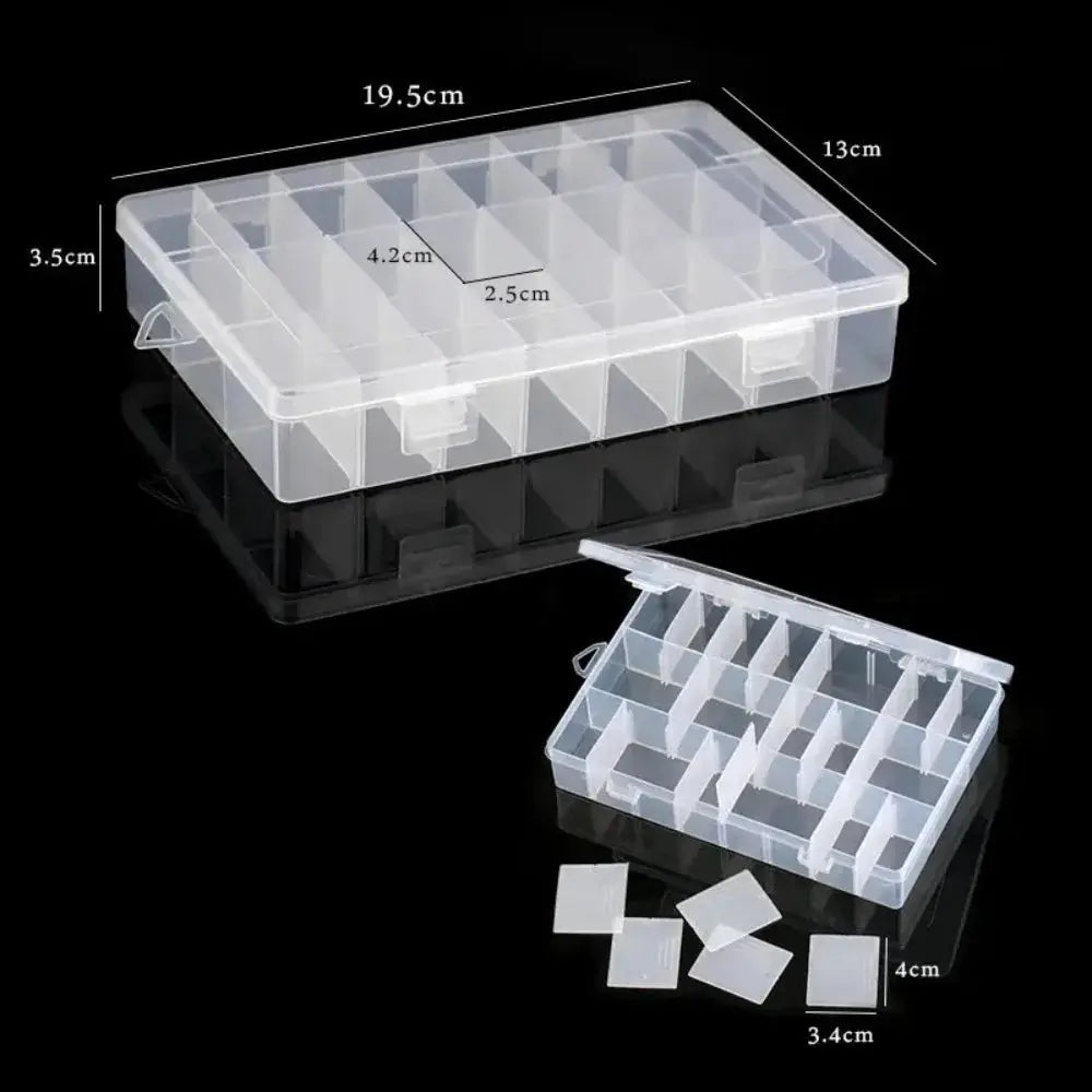 Transparent Plastic Jewelry Box With Adjustable Compartments For Beads Earring And Rectangle Storage Case