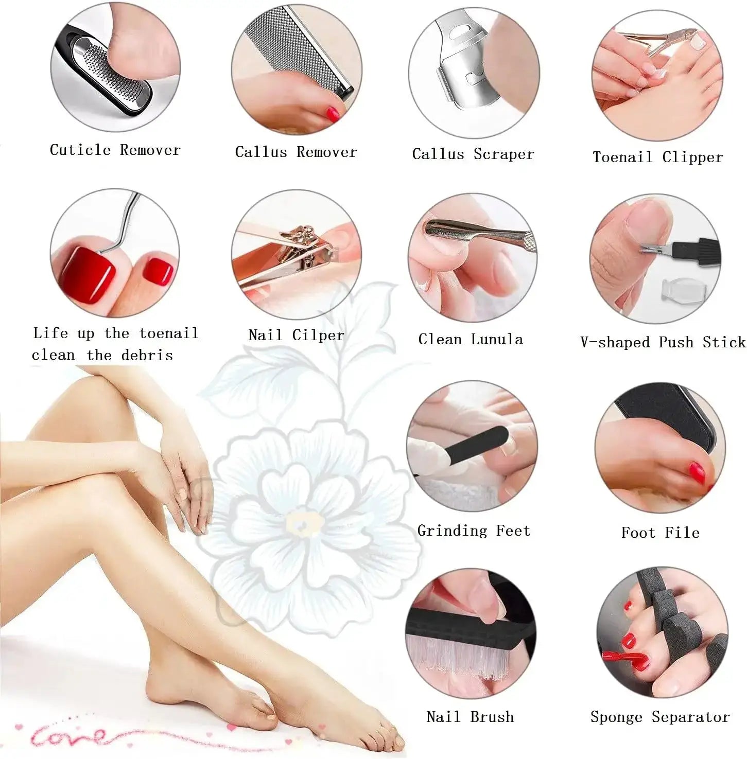 Stainless Steel Pedicure Kit 8 In 1 Professional Foot Care Set With Callus Remover And Dead Skin Rasp