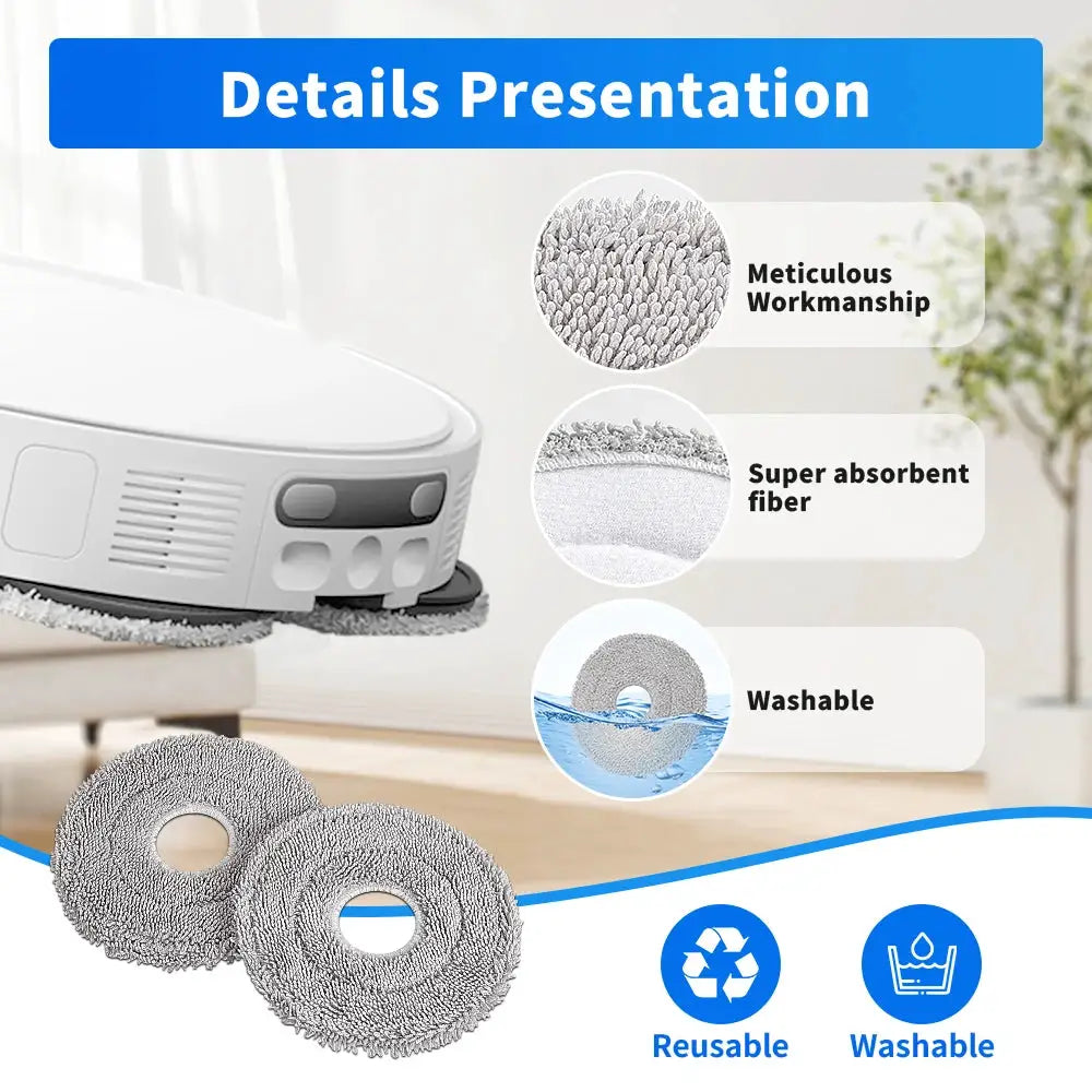 Easy Install Mop Cloth Pad Kit For Xiaomi Mijia 5 Pro OV21CN X10 Plus S10 Plus X20 X20 Plus M30 Pro M30S