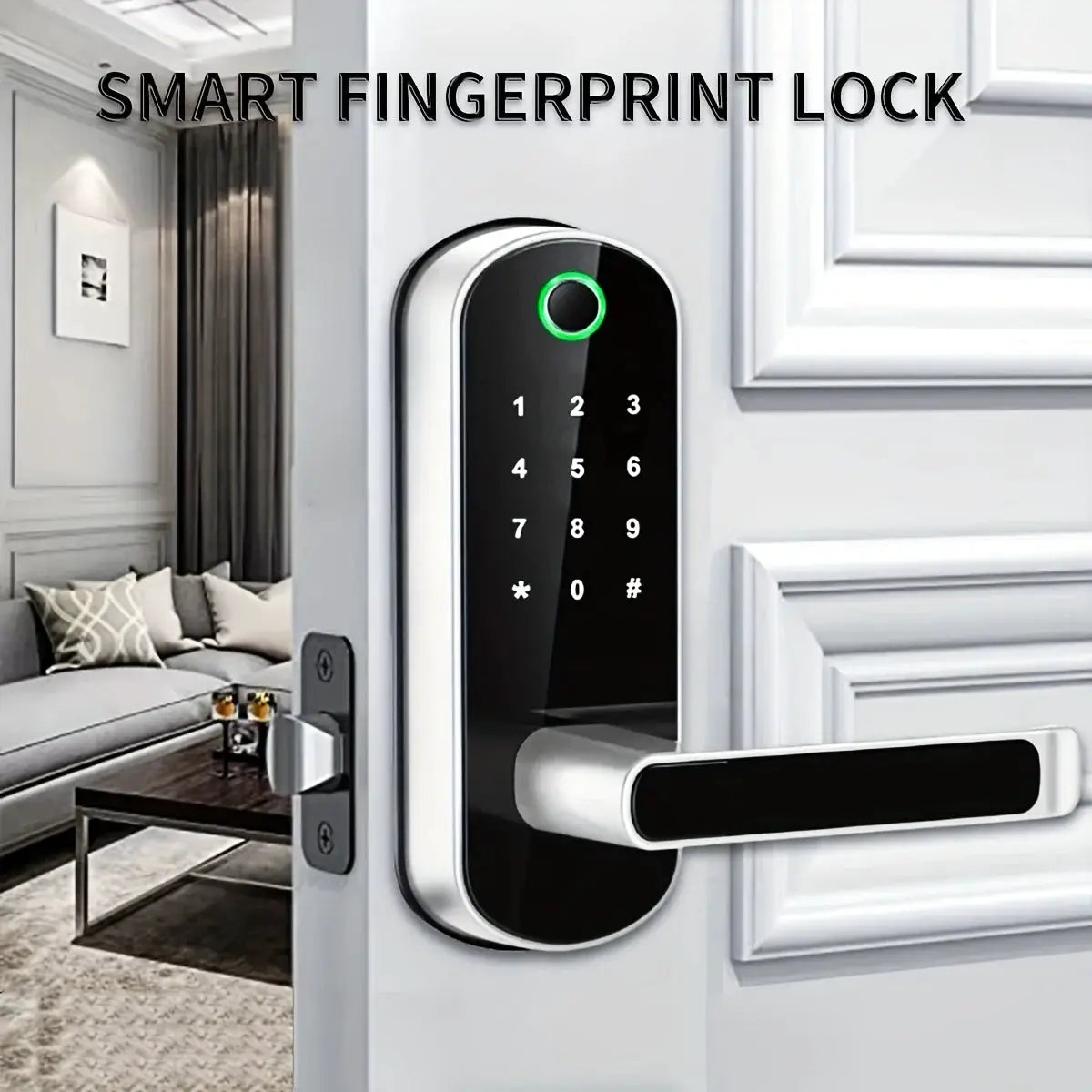 Smart Fingerprint Door Lock With App Control, Keyless Entry, WiFi, NFC, Touchscreen, IP67 Waterproof, 2 IC Cards