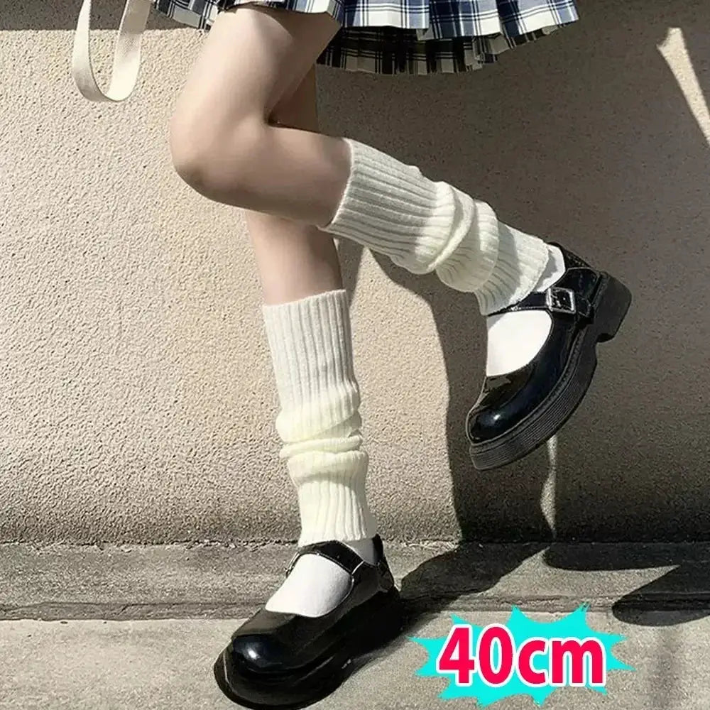 KnitAura Lolita Leg Warmers Y2K Crochet Heap Style Knit For Autumn Winter Warmth 40 To 70 Cm