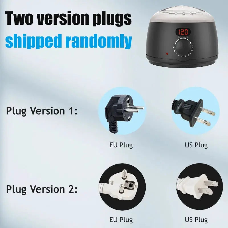 Wax heater machine 500ml with digital display; depilatory wax warmer, two plug versions EU/US.
