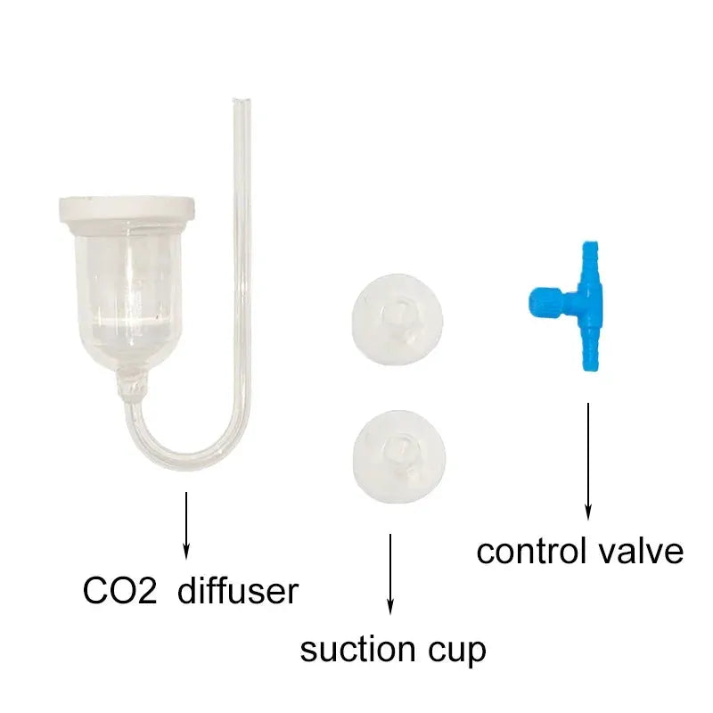 CO2 Diffuser For Aquarium Bubble Reactor And CO2 System Atomizer With Suction Cup For Live Plants