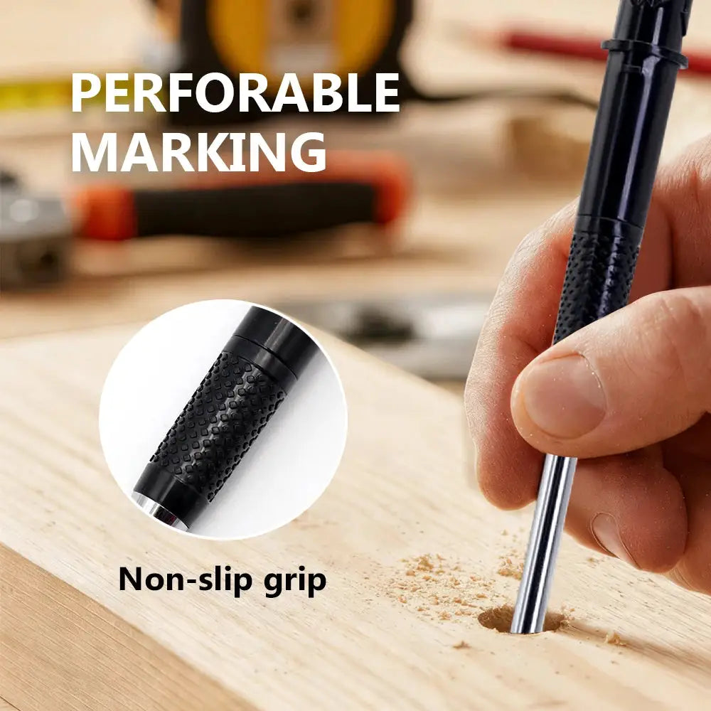 Simples Market professional 2.8mm woodworking marking pencil with non-slip grip shown marking wood