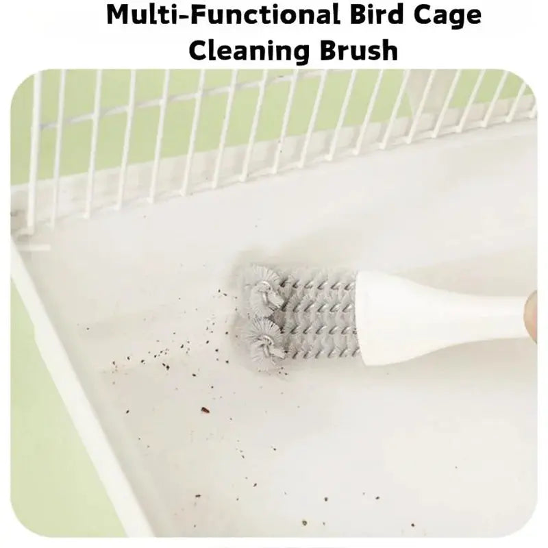 Simples Market 1pc Bird Cage Cleaning Brush Tool with white handle and gray bristles