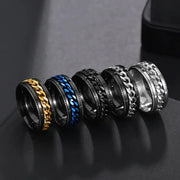 Stainless Steel Rotating Chain Ring for Men and Women High Quality Spinner Punk Jewelry for Parties Gift