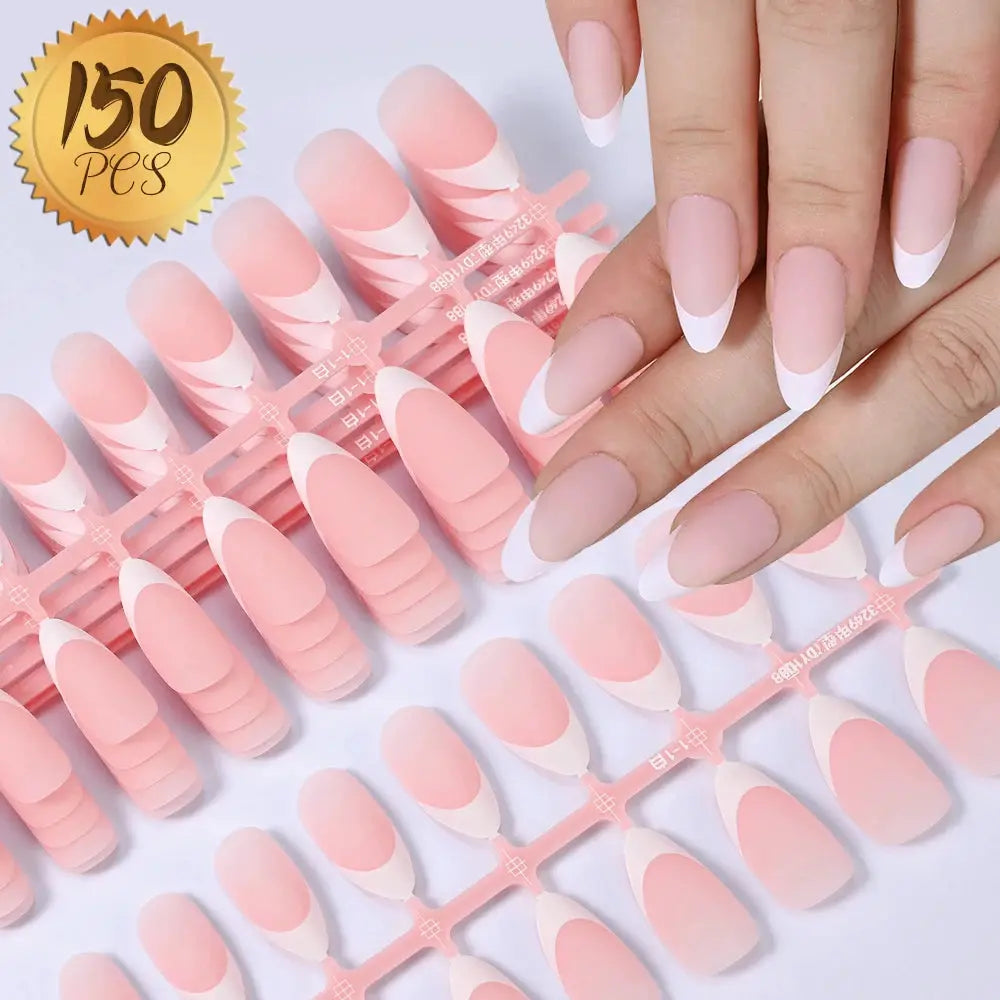 Nailuxe Light Pink Press On Nails Short To Medium Square Full Cover Tips 100 Piece Set For Hands And Feet