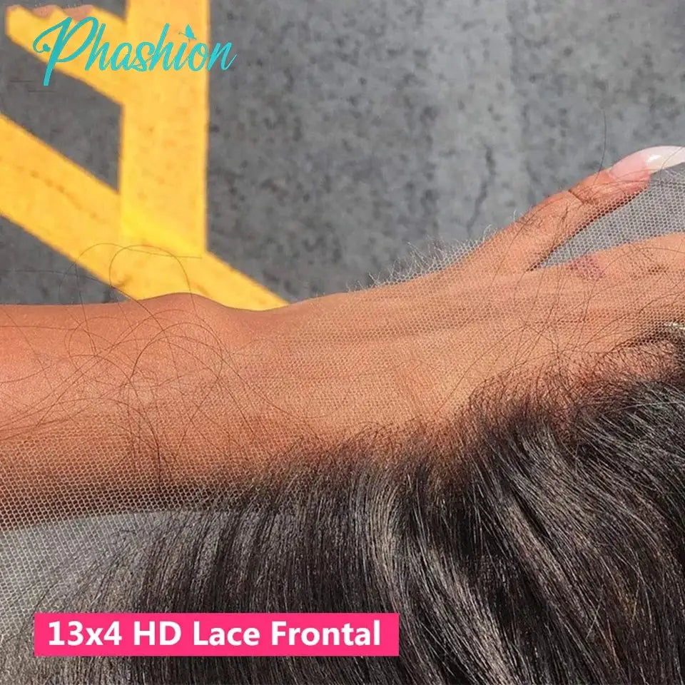 Phashion HD 13x4 lace frontal wig, natural black straight hair, 100% Remy human hair