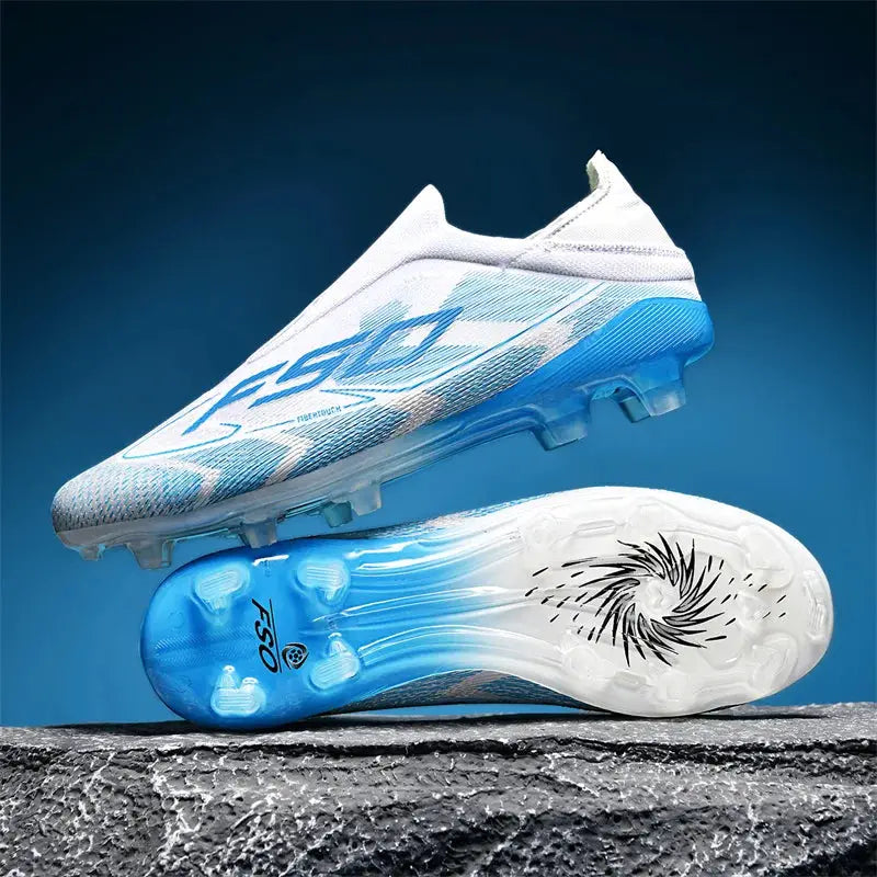 Mens Football Boots Non Slip High Top Futsal Sneakers Breathable Microfiber Upper For Outdoor Grass Fields