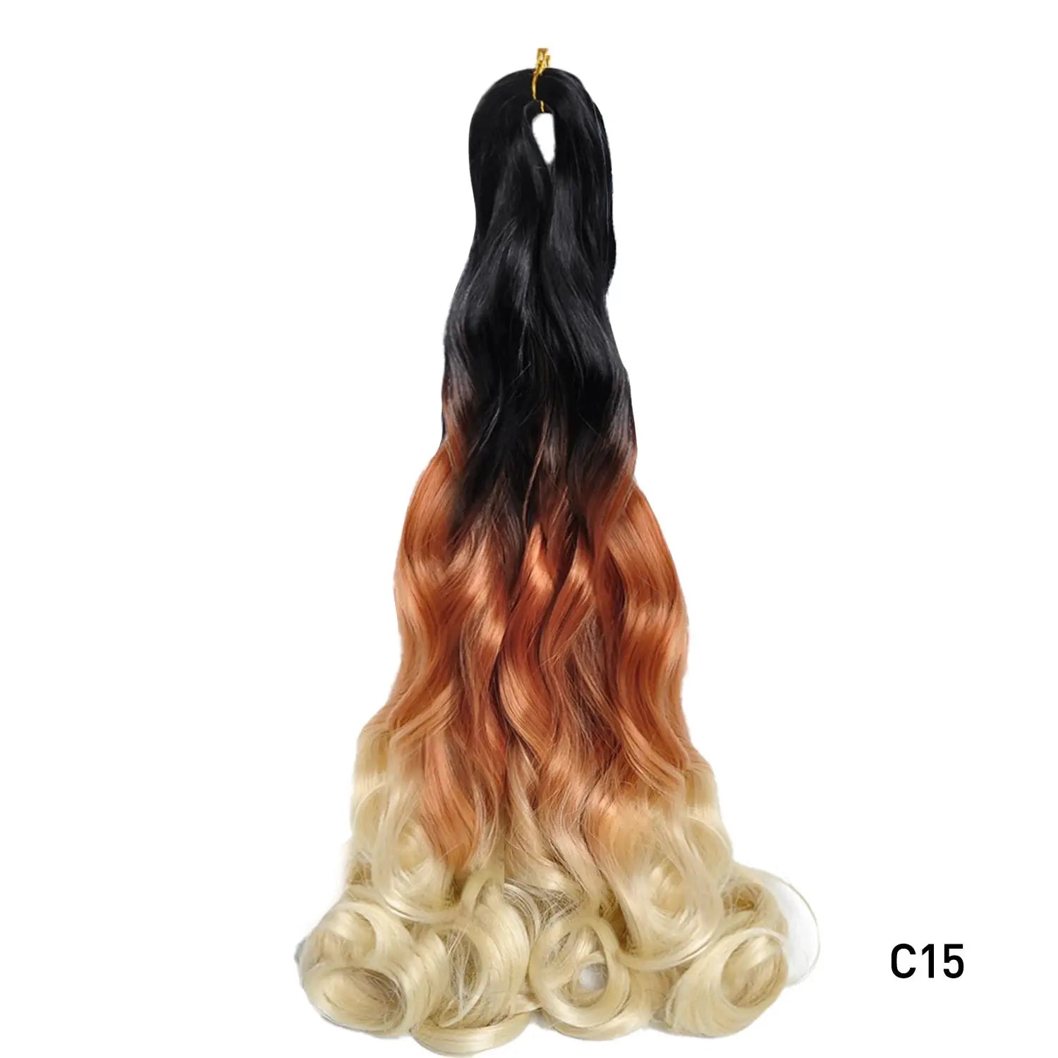 Simples Market French Curls 24in braided hair extension, black to orange to blonde ombre with spiral curls
