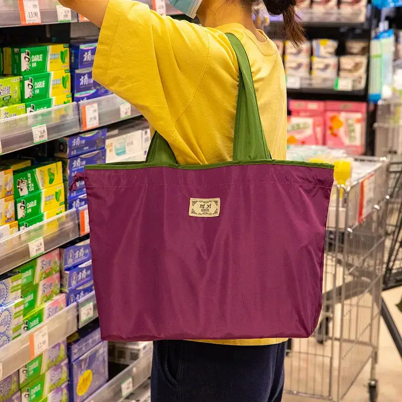 EcoCarry Reusable Shopping Bag Large Capacity Foldable Drawstring Tote Eco Friendly Convenience For Casual Shopping
