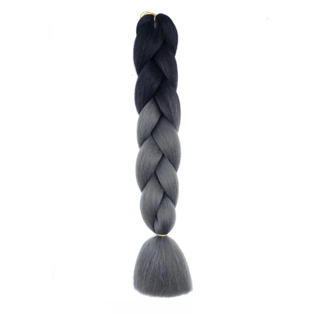 Simples Market 24-inch jumbo braiding hair, black to grey afro ombre synthetic crochet braid, single bundle