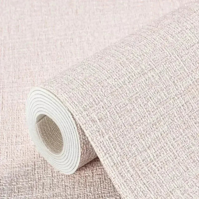 3D imitation linen wallpaper roll by Simples Market, beige textured self-adhesive PVC foam wall sticker for bedroom