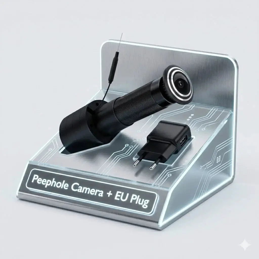 Peephole camera + EU plug by Simples Market, black 3MP/2K WiFi door viewer with 170° wide angle