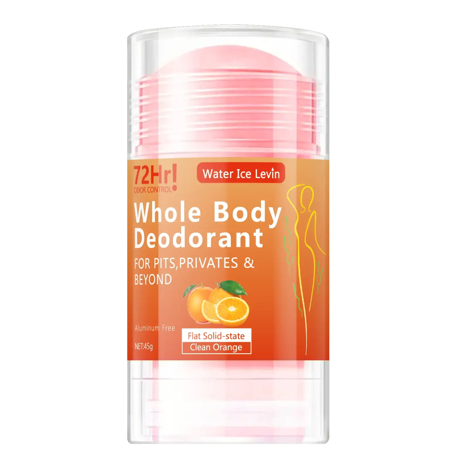 Full-Body Deodorant Stick by Simples Market, 45g, aluminum-free, orange-scent, travel-friendly
