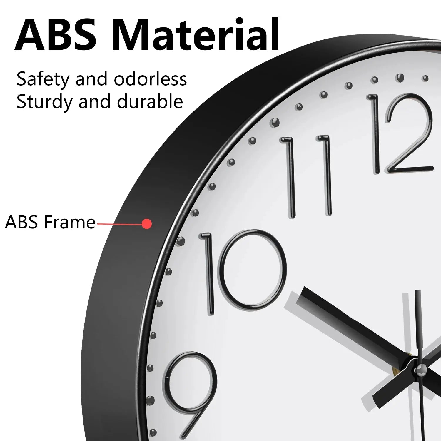 Modern Minimalist Wall Clock by Simples Market; tempered glass, black frame, silent quartz movement
