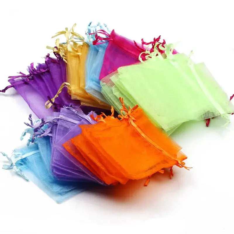 Multicolor Organza Jewelry Packaging Bags 50 Pcs Lot 7x9cm 11x16cm 15x20cm Drawstring Pouches Wedding Gifts Wholesale