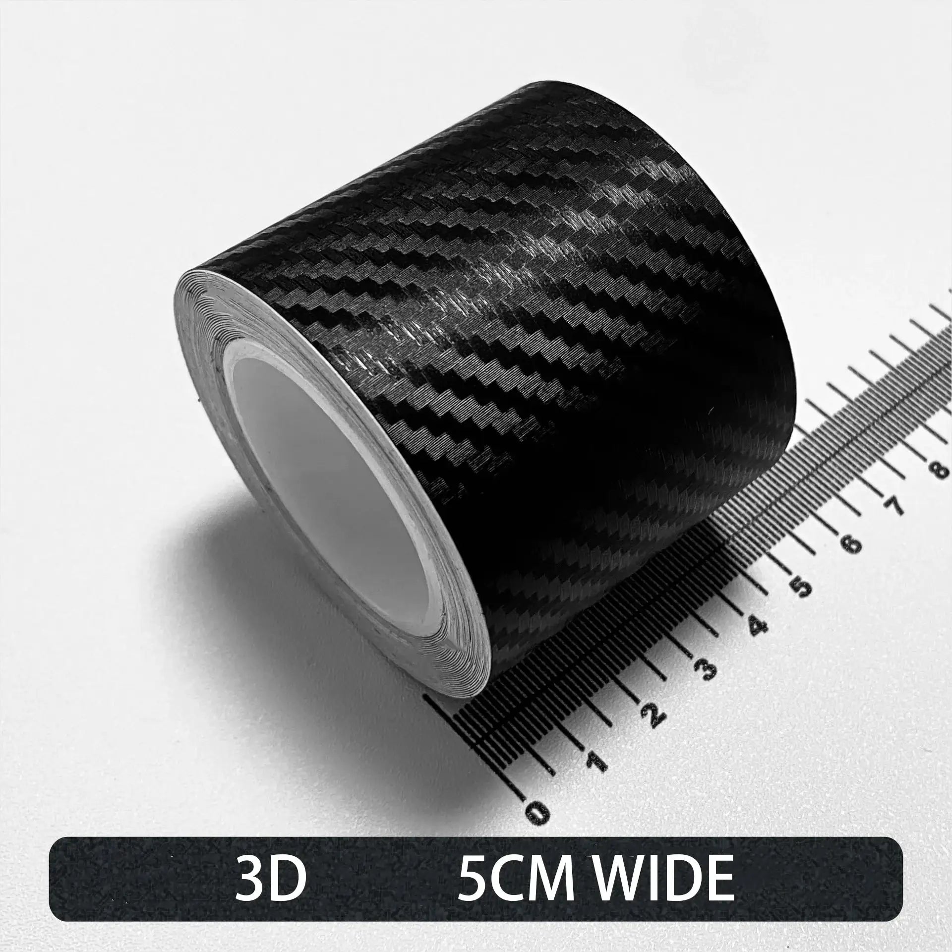 Carbon fiber 3D vinyl wrap tape roll, matte black, 5 cm wide, Simples Market