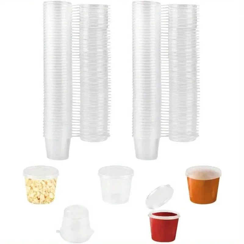 Clear Plastic Sauce Jars With Lids Set 50 To 200 Pcs Small Sauce Cups Disposable Food Containers For Kitchen Storage