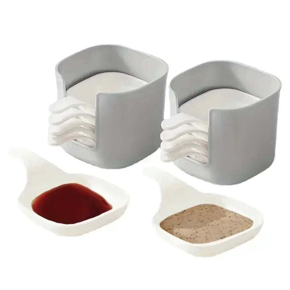 7 Piece Plastic Sauce Dish Set Dipping Condiment Snack Plates Kitchen