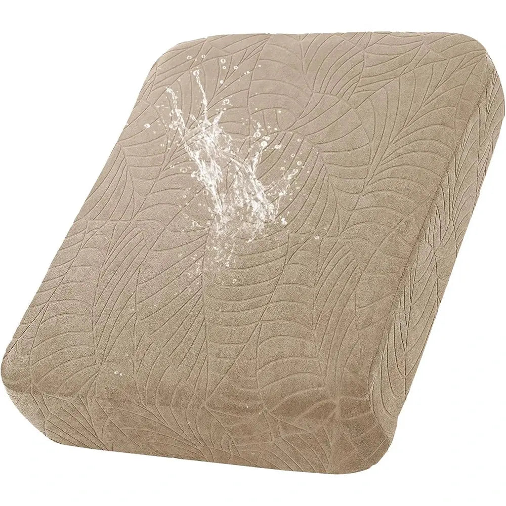 Waterproof stretch sofa cushion cover in beige jacquard fabric by Simples Market for chaise lounge