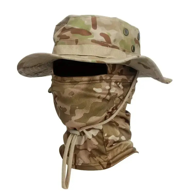 Camouflage Boonie Cap Balaclava Hat Set Foldable Soft Brim Sun Protection For Outdoor Hunting And Fishing