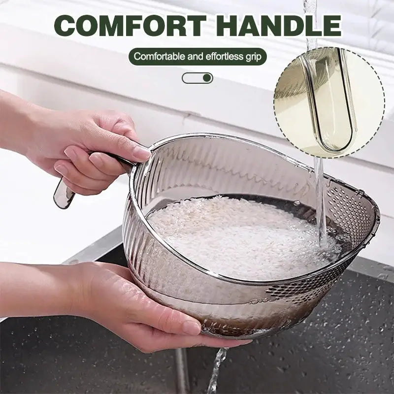 HomePro All in One Rice Rinser Bowl Drainer Cup Strainer and Basin for Easy Washing and Draining Versatile Kitchen Tool