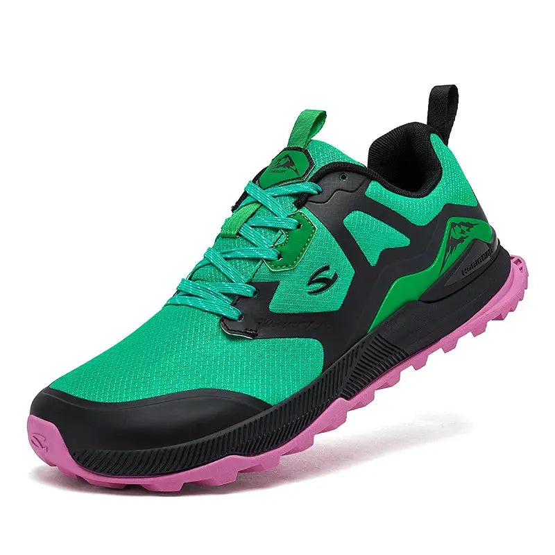 HOBIBEAR Unisex Hiking Sneakers Lace Up Walking Shoes Outdoor Travel Artificial Leather Non Slip Rubber Sole