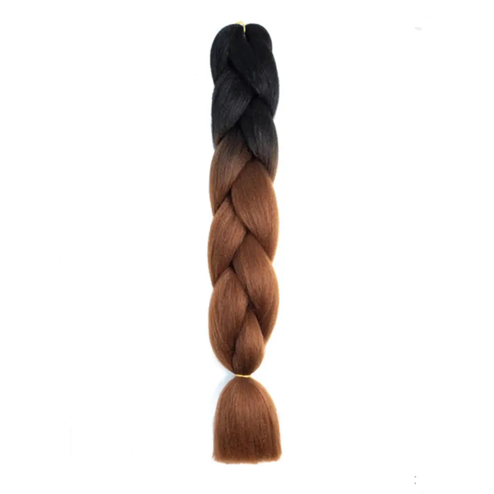 24-inch jumbo braiding hair extension, Afro ombre black to brown, synthetic crochet braid