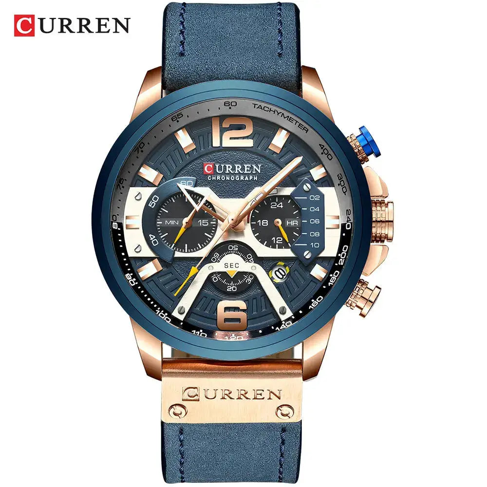 Curren Casual Sport Watch For Men Luxury Military Chronograph With Complete Calendar
