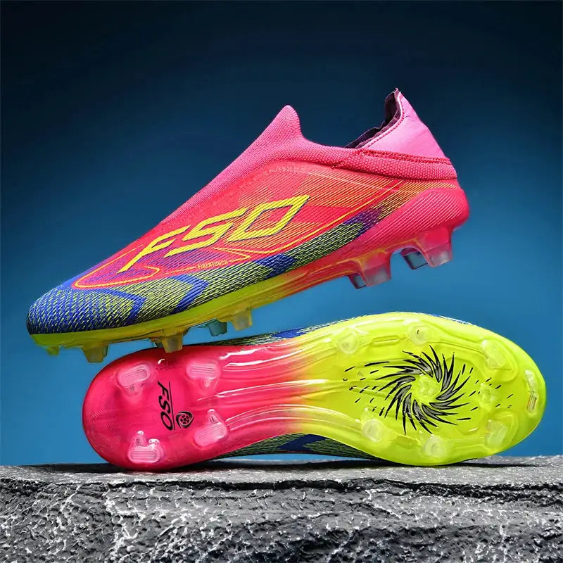 Mens Football Boots Non Slip High Top Futsal Sneakers Breathable Microfiber Upper For Outdoor Grass Fields