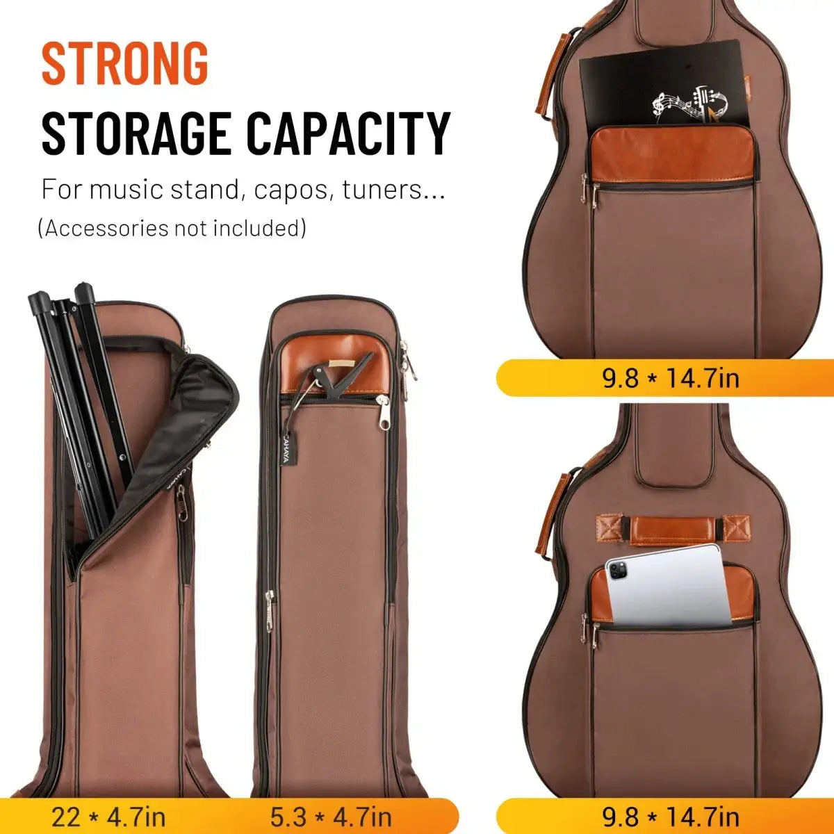 Miwayer 41 Inch Acoustic Guitar Bag Waterproof Oxford Nylon Double Straps Cotton Padded Guitar Case Gig Backpack