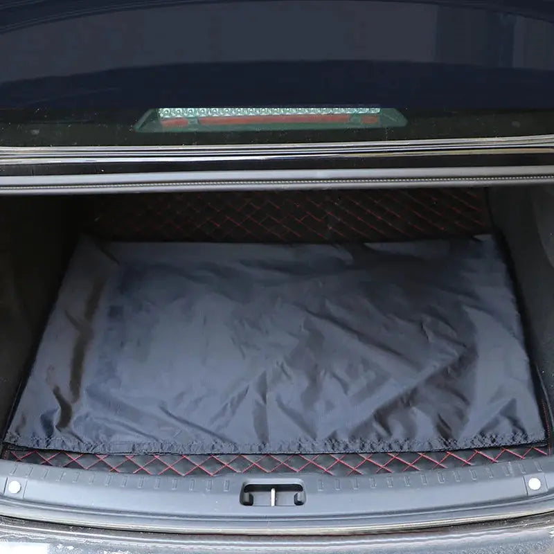 Car trunk mat, black waterproof cargo liner with red stitched edge