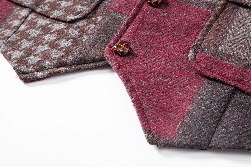 Green tweed plaid waistcoat by Simples Market for wedding groomsmen