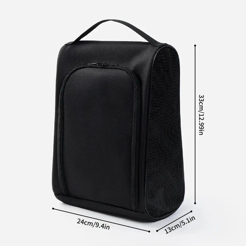 Black Oxford Cloth Travel Shoe Storage Bag For Basketball And Football Cleats And Slippers Portable Organizer