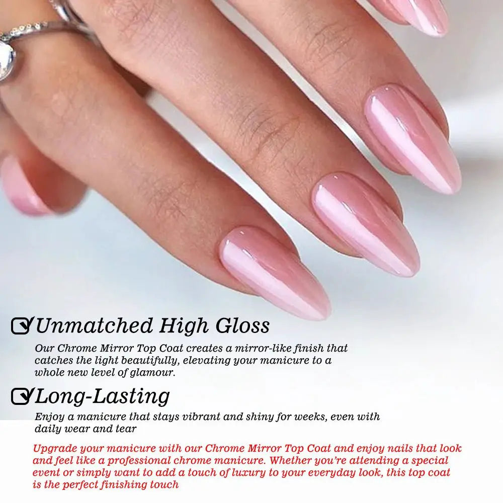 KODIES Chrome Top Coat Gel Nail Polish - UV Gel Finish, 15ML, No Wipe, Semi - Permanent - Simples Market