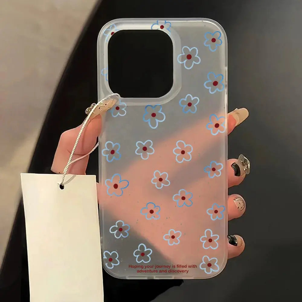 FloraShield Floral Matte Soft Silicone Case For Iphone 11 12 13 14 15 16 Pro Max Clear Shockproof Design