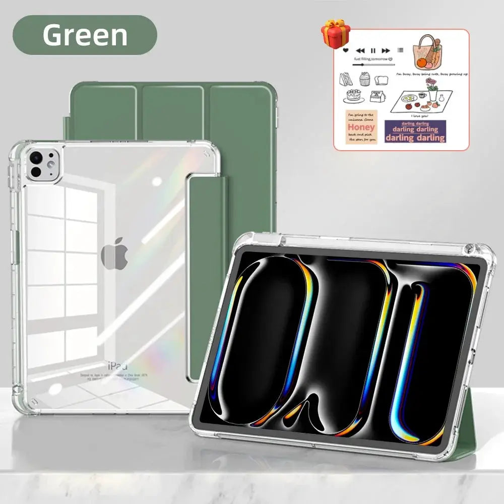 CrystalView Pro iPad Case Transparent Shockproof Back Cover for All iPad Pro Air Mini 2025 Models