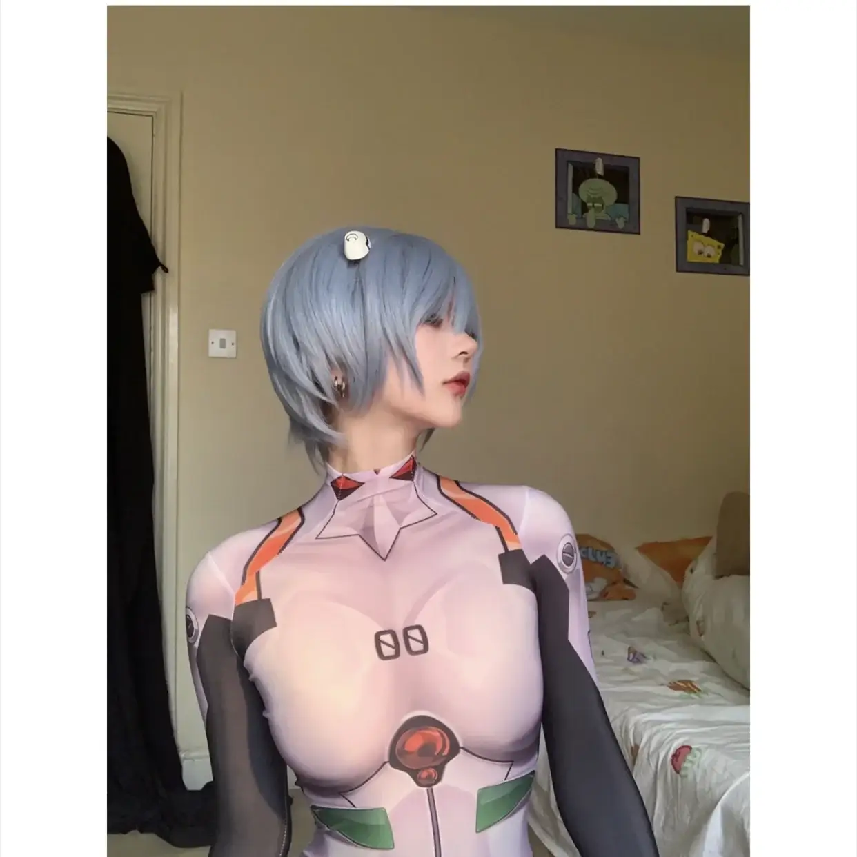 Rei Ayanami cosplay wig, short blue heat-resistant synthetic hair by Simples Market with wig cap