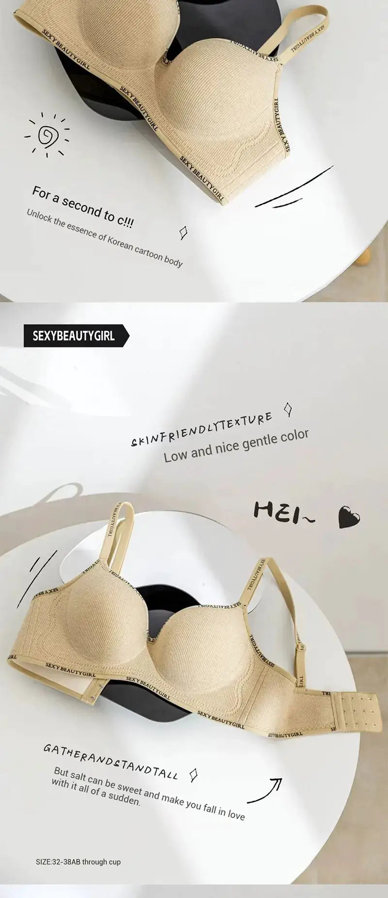 Beige seamless push-up bra by SexyBeautyGirl from Simples Market; sizes 32-38AB