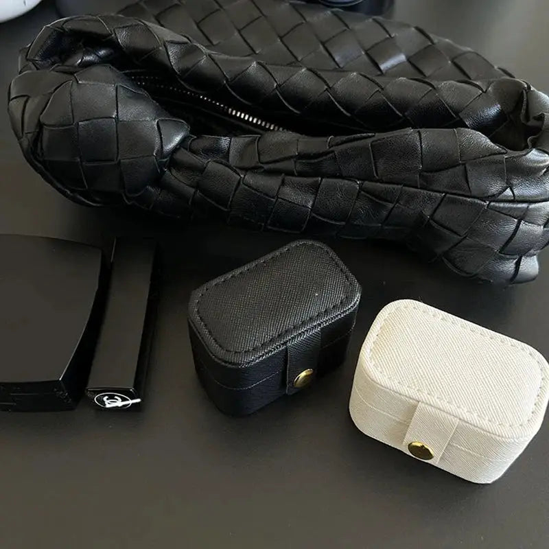 Mini Portable Leather Jewelry Storage Box Travel Organizer For Rings Necklaces And Earrings Gift