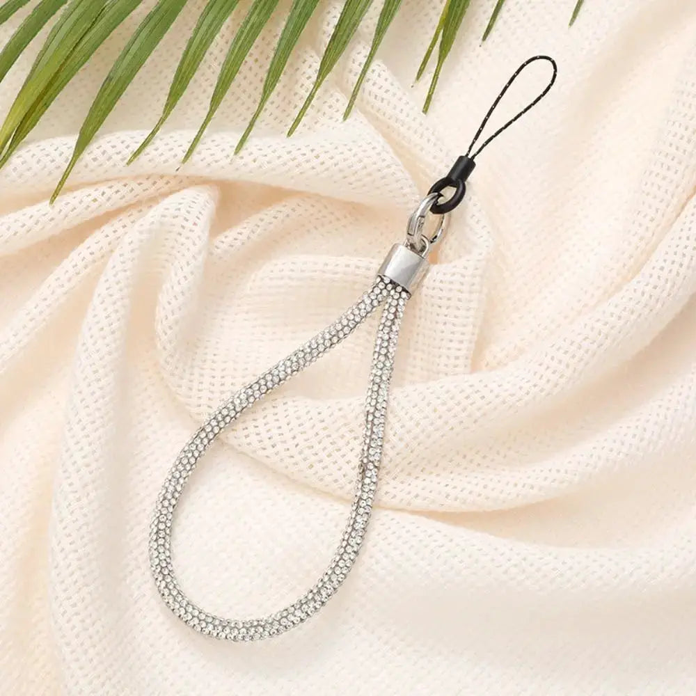 Glitter Rhinestone Phone Lanyard With Crystal Wrist Strap Keychain Anti Lost Rope For Phone Or Keys