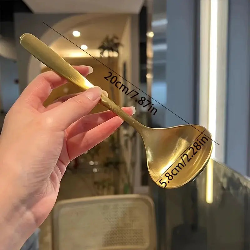 2 Pcs Golden Stainless Steel Large Spoons For Hot Pot Soup And Porridge With Long Handles Elegant Kitchen Utensils