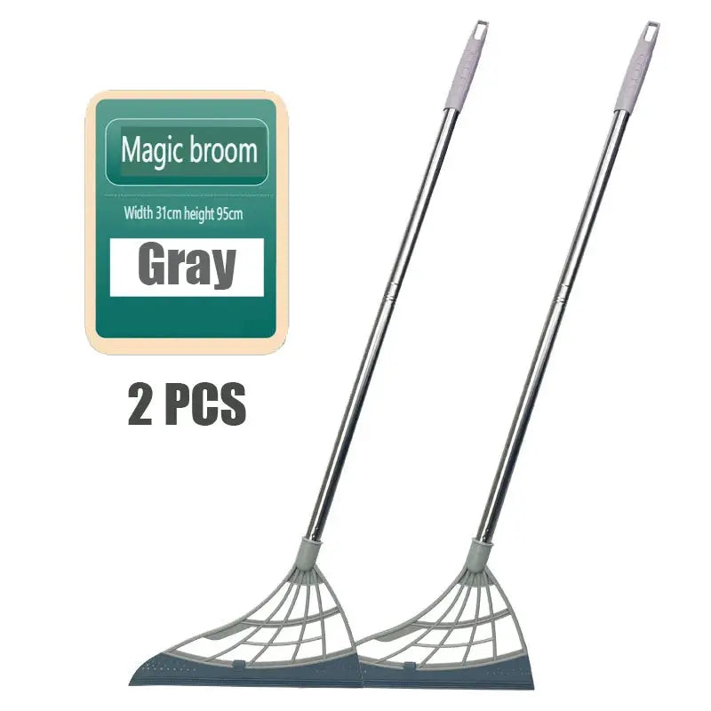 Magic broom window wiper set, 2 pcs, Simples Market, stainless steel handles with silicone mop heads