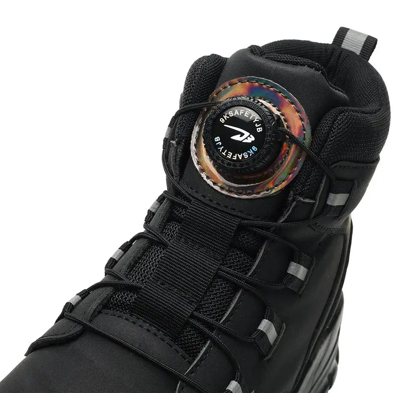 Rotating Button Work Shoes For Men Anti Puncture Waterproof Steel Toe Non Slip Safety Boots