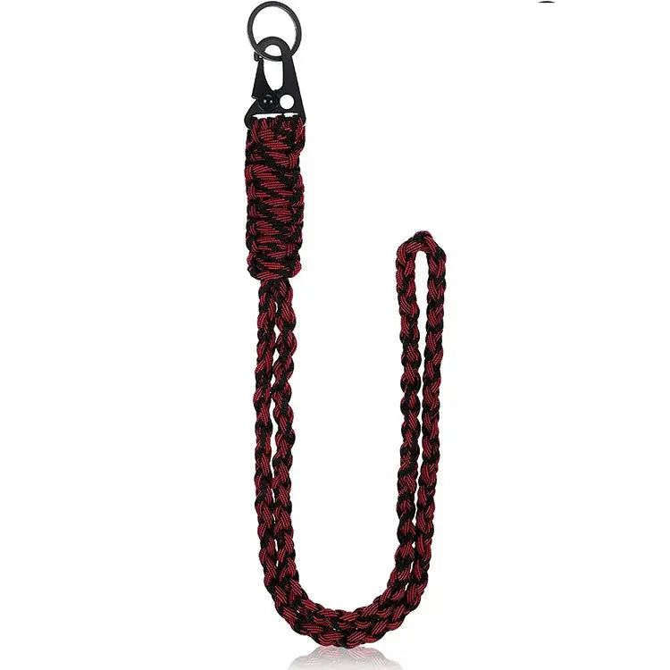 Simples Market heavy duty paracord lanyard keychain, 7-core red and black braided with metal clip and key ring
