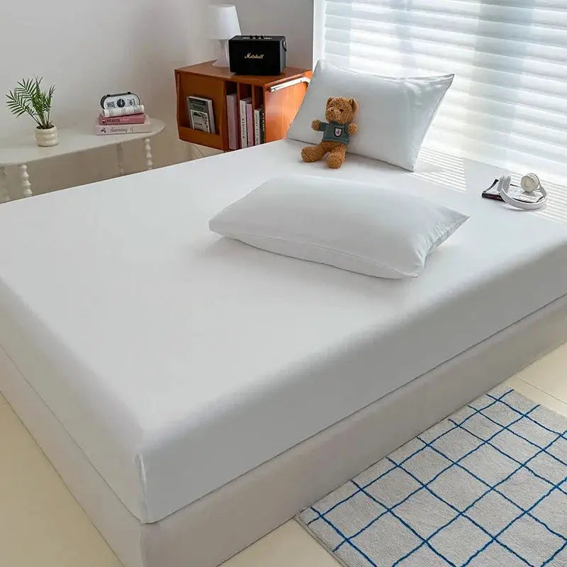 Washed fitted sheet with elastic bands by Simples Market, white non-slip mattress cover for 90x200,150x200,180x200 beds